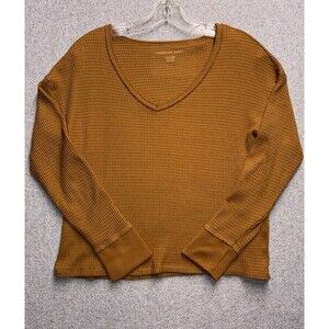 American Eagle V-Neck Waffle Knit Top Women’s XS - Caramel